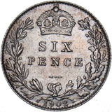1902 Sixpence - Edward VII British Silver Coin - Very Nice