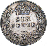 1904 Sixpence - Edward VII British Silver Coin - Nice