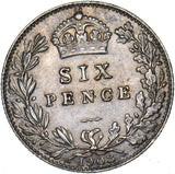 1908 Sixpence - Edward VII British Silver Coin - Very Nice