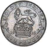 1912 Sixpence - George V British Silver Coin - Very Nice