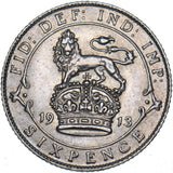 1913 Sixpence - George V British Silver Coin - Very Nice