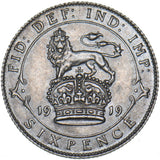 1919 Sixpence - George V British Silver Coin - Very Nice