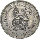 1921 Sixpence - George V British Silver Coin - Very Nice
