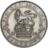 1922 Sixpence - George V British Silver Coin - Very Nice
