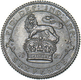 1927 Sixpence - George V British Silver Coin - Superb