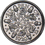 1929 Sixpence - George V British Silver Coin - Very Nice