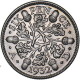 1932 Sixpence - George V British Silver Coin - Very Nice