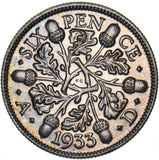 1933 Sixpence - George V British Silver Coin - Very Nice