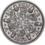 1935 Sixpence - George V British Silver Coin - Very Nice