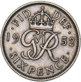 1952 Sixpence - George VI British  Coin - Nice