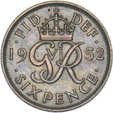 1952 Sixpence - George VI British  Coin - Very Nice