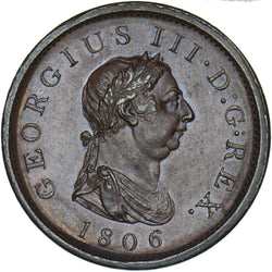 1806 Penny - George III British Copper Coin - Very Nice