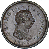 1806 Penny - George III British Copper Coin - Very Nice