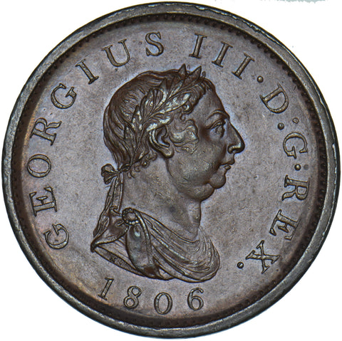 1806 Penny - George III British Copper Coin - Very Nice