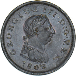 1806 Penny - George III British Copper Coin - Nice