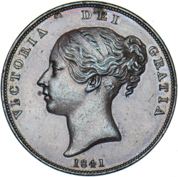 1841 Penny - Victoria British Copper Coin - Very Nice