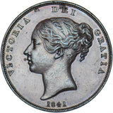 1841 Penny - Victoria British Copper Coin - Very Nice