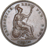 1847 Penny (Far Colon) - Victoria British Copper Coin - Very Nice