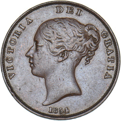 1854 Penny (OT) - Victoria British Copper Coin - Nice