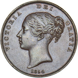 1854 Penny (OT) - Victoria British Copper Coin - Superb