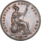 1858 Penny (8 Overstruck) - Victoria British Copper Coin - Superb
