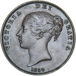 1859 Penny - Victoria British Copper Coin - Superb