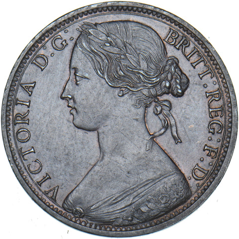 1863 Penny - Victoria British Bronze Coin - Very Nice