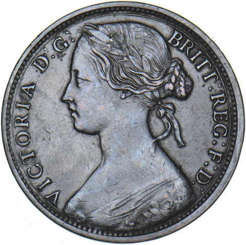 1863 Penny - Victoria British Bronze Coin - Very Nice