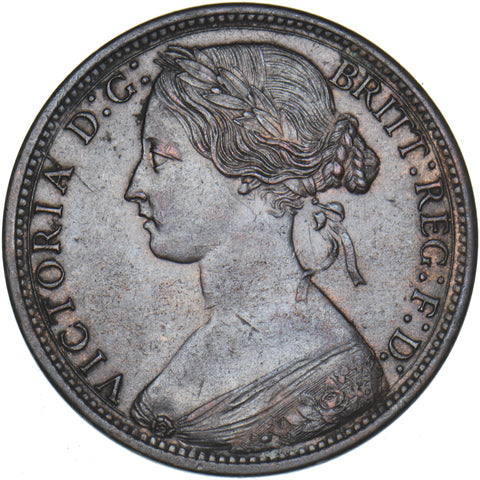 1868 Penny - Victoria British Bronze Coin - Very Nice