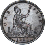 1868 Penny - Victoria British Bronze Coin - Very Nice
