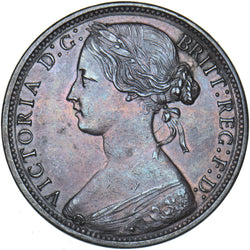 1868 Penny - Victoria British Bronze Coin - Very Nice