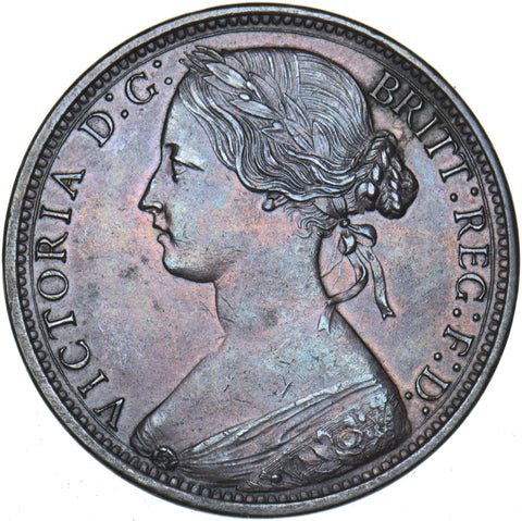 1868 Penny - Victoria British Bronze Coin - Very Nice