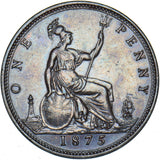 1875 Penny - Victoria British Bronze Coin - Very Nice
