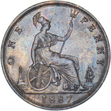 1887 Penny - Victoria British Bronze Coin - Nice