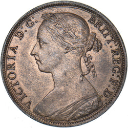 1887 Penny - Victoria British Bronze Coin - Very Nice