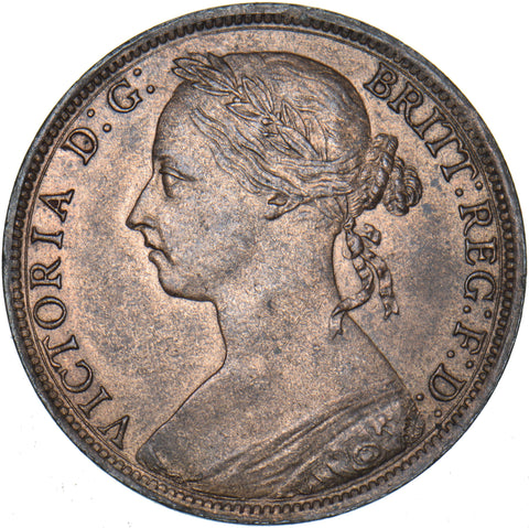 1887 Penny - Victoria British Bronze Coin - Very Nice