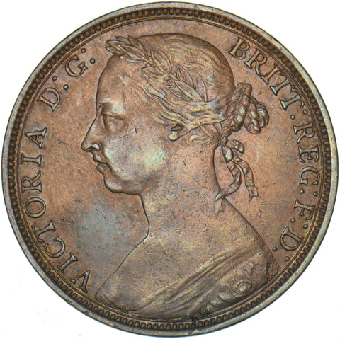 1889 Penny - Victoria British Bronze Coin - Very Nice