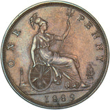 1889 Penny - Victoria British Bronze Coin - Very Nice