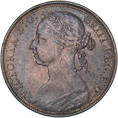 1890 Penny - Victoria British Bronze Coin - Very Nice