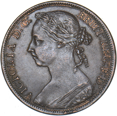 1891 Penny - Victoria British Bronze Coin - Very Nice