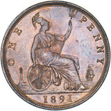 1891 Penny - Victoria British Bronze Coin - Superb