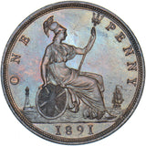 1891 Penny - Victoria British Bronze Coin - Superb