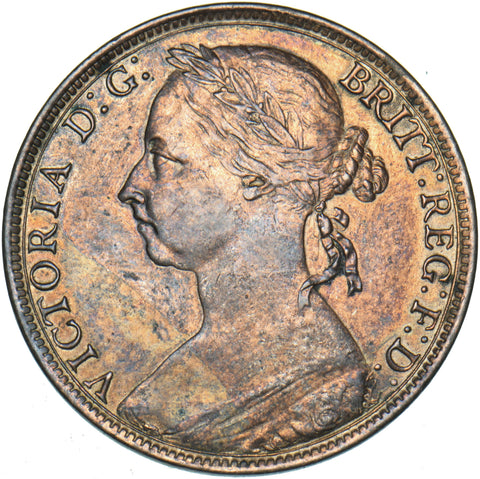 1891 Penny - Victoria British Bronze Coin - Very Nice