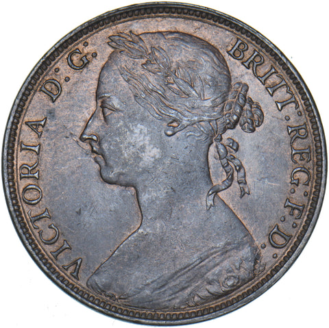 1892 Penny - Victoria British Bronze Coin - Very Nice