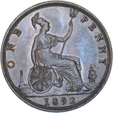 1892 Penny - Victoria British Bronze Coin - Very Nice