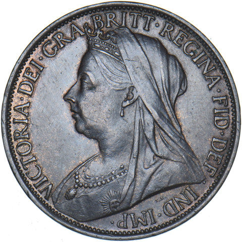 1895 Penny - Victoria British Bronze Coin - Very Nice