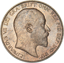 1907 Penny - Edward VII British Bronze Coin - Very Nice