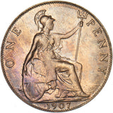 1907 Penny - Edward VII British Bronze Coin - Very Nice