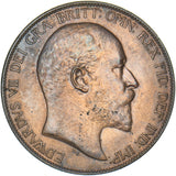 1907 Penny - Edward VII British Bronze Coin - Very Nice