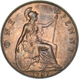 1907 Penny - Edward VII British Bronze Coin - Very Nice